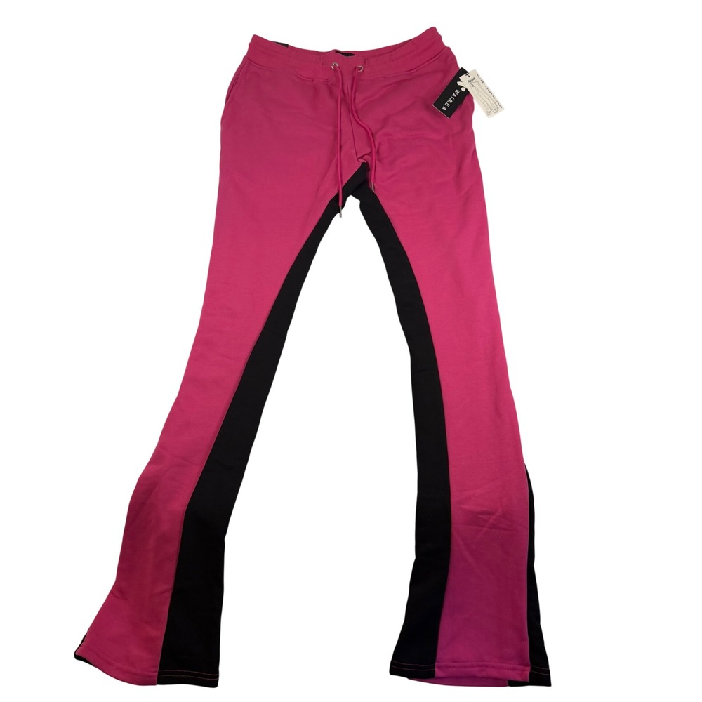Waimea Mens Skinny Super Stacked Pink Black Colorblock Sweatpants M5928 Size L